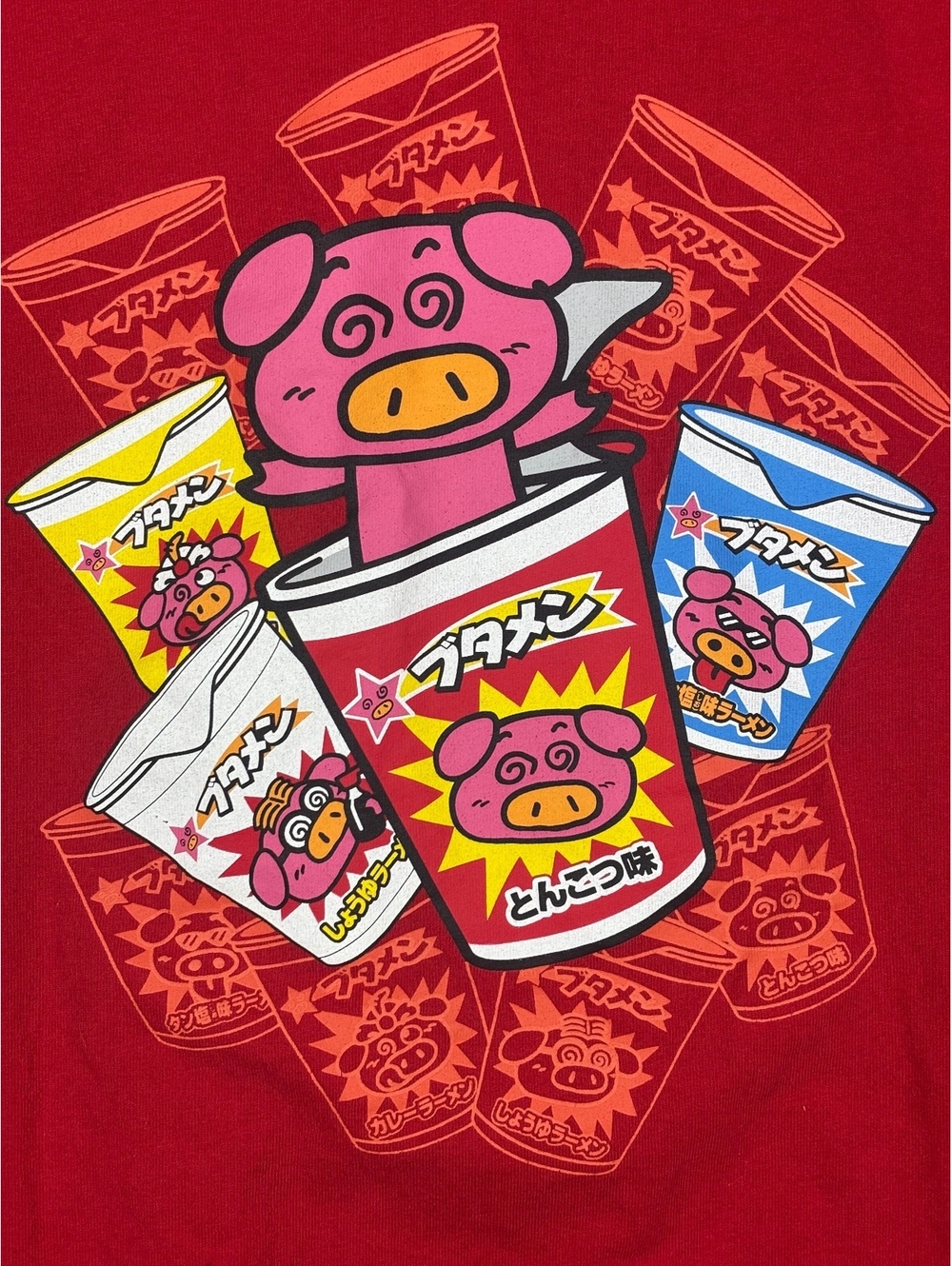 Doublefocus Japanese Snack Ramen Pig T Shirt Red Graphic Anime L Japan